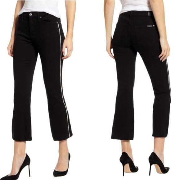 7 For All Mankind‎ High Waist Slim Kick Black Jeans Size 28 - Picture 1 of 12